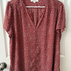 Monday Fun Red Blouse with White Pattern